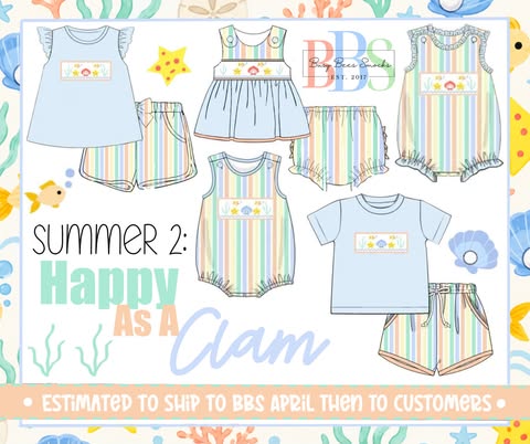 Pre Order 152: Happy As A Clam- Boys Smocked Shortie Set