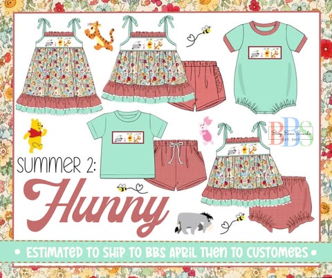 Pre Order 152: Hunny- Boys Smocked Shortie Set