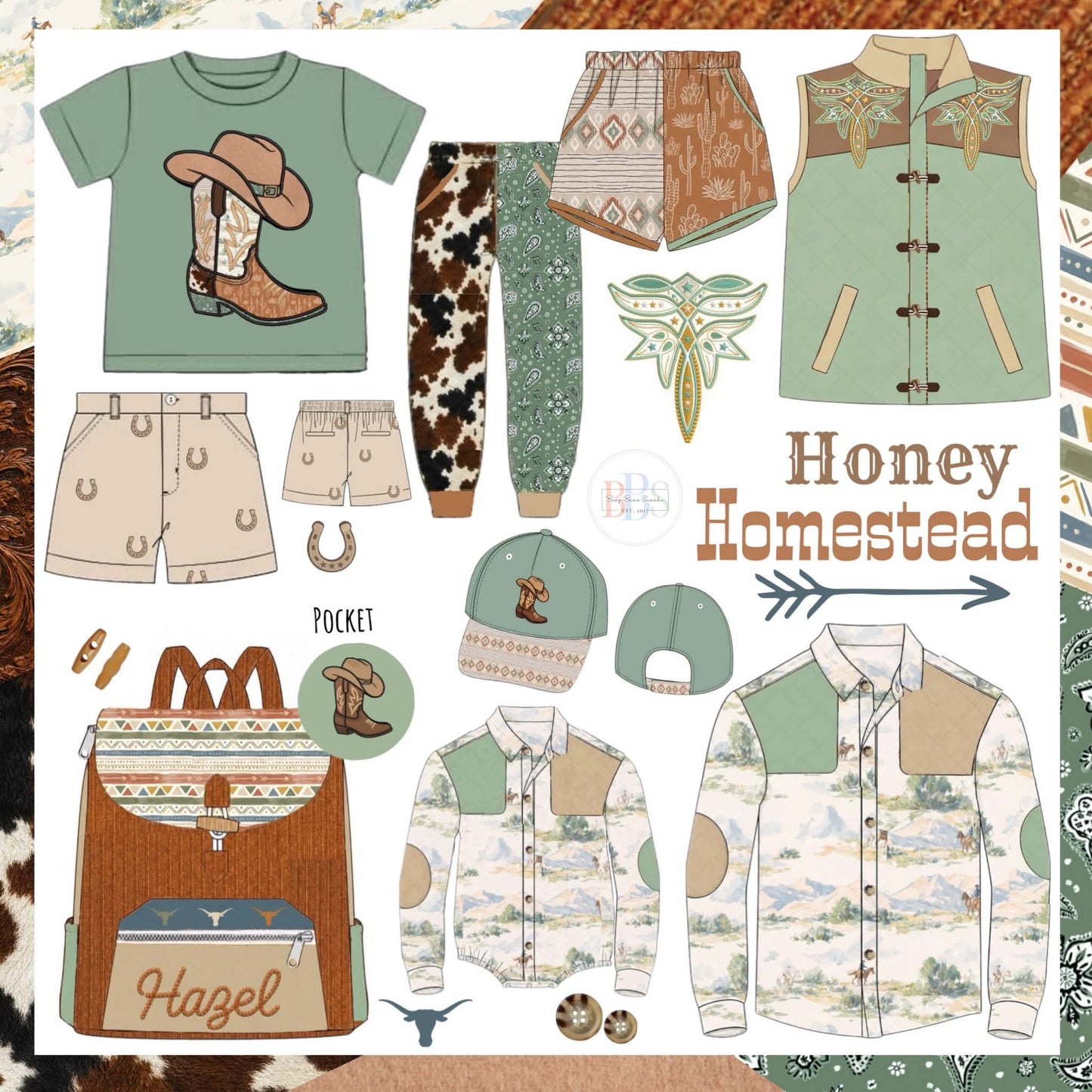 Honey 3: Homestead- Boots: Adult/Mini Quilted Embriodered Vest