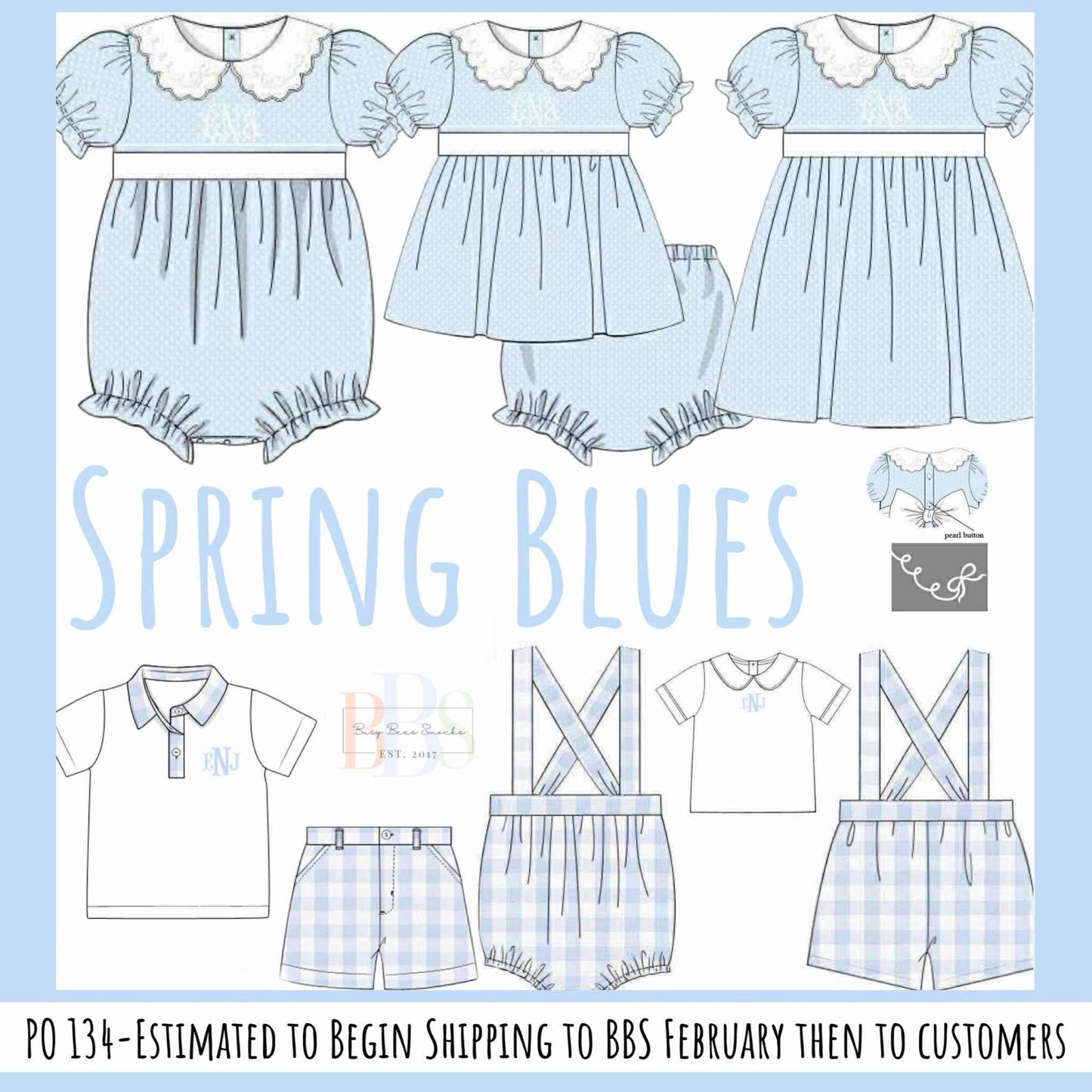 RTS: Spring Blues- Boys Woven Short Set (No Monogram)