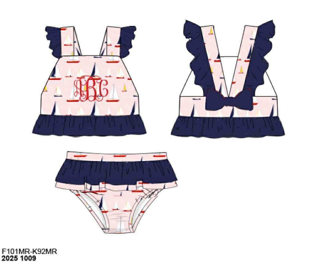 Pre Order 135: Making Waves- Girls Rashguard 2pc Swimsuit