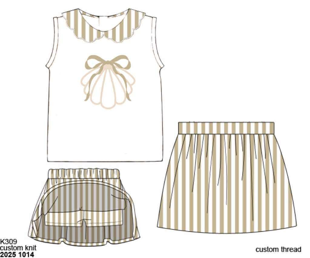 Pre Order 135: Coastal Classic- Girls Applique Skort Set
