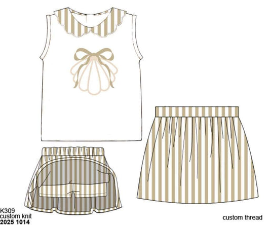 Pre Order 135: Coastal Classic- Girls Applique Skort Set