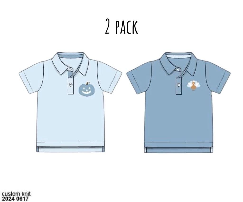 RTS: Reversible Jack O' Lantern/Turkey- Boys 2pc Polo Pack