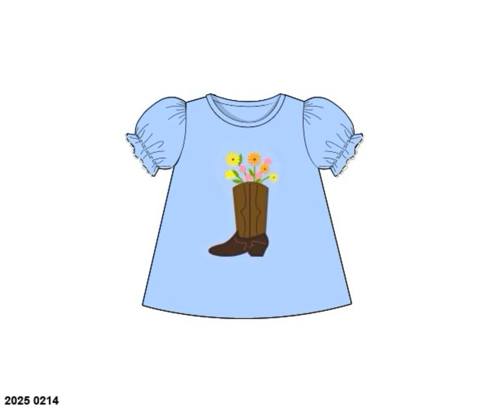 RTS: DEFECT- Girls Casual Mix & Match- Knit Floral Boot Shirt