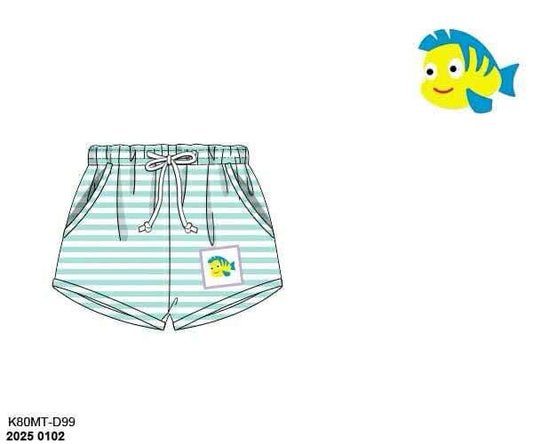 Pre Order 135: Under the Sea- Boys Woven Smocked Swim Shorties