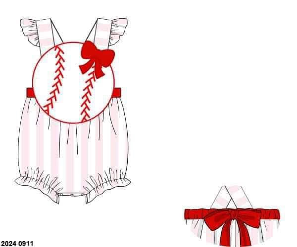 RTS: DEFECT- Play Ball! -Girl Knit Sunsuit