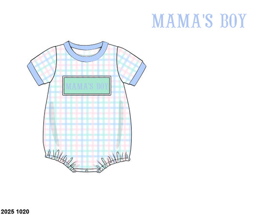Pre Order 135: Prescott Petals & Plaid- Boys Knit Name Smock Bubble