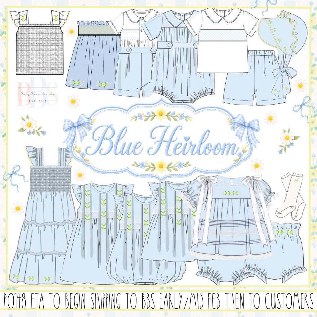 Pre Order 148: Blue Heirloom- Mom/Mini Woven Midi Length Dress