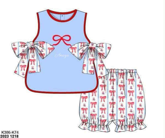 RTS: Bows, Trucks & Stars- Girls Bubble Short Set "Anaya"