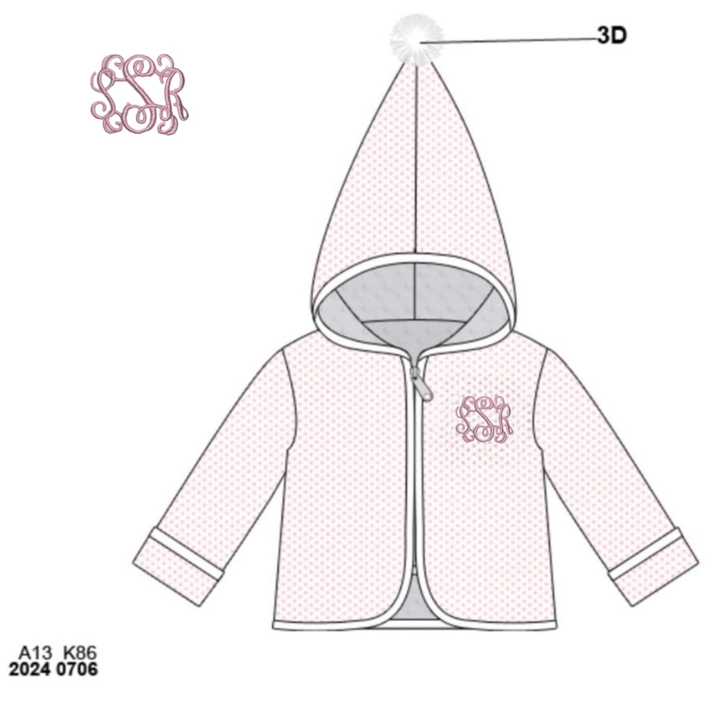 RTS: Knit & Minky Jackets- Pink Bitty Dot “SSR”