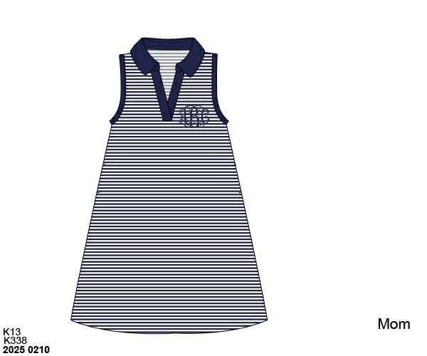 Pre Order 135: Mom & Mini- Navy Stripe Midi Dress