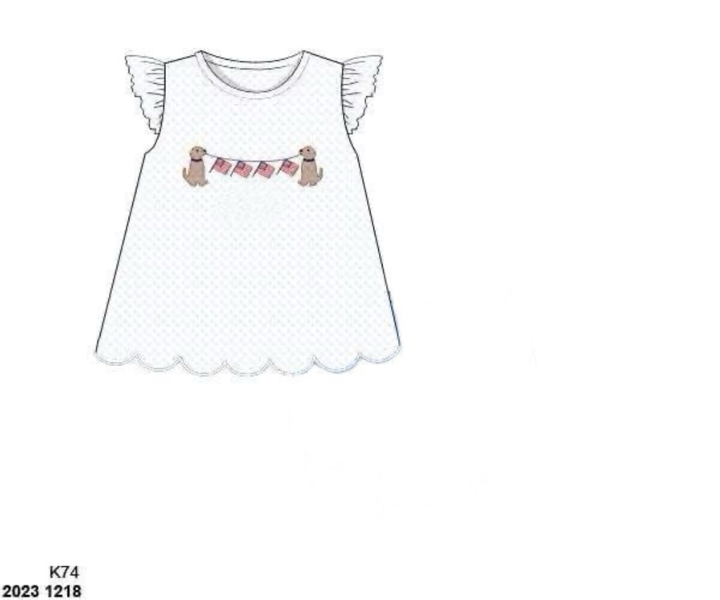 RTS: Shirt Only - Girls Banner Puppy Shirt