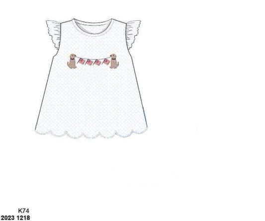 RTS: Shirt Only - Girls Banner Puppy Shirt