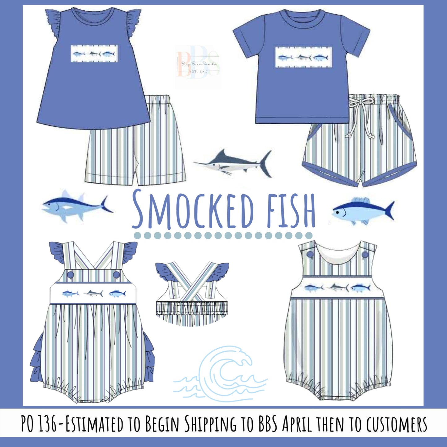 Pre Order 136: Fish- Girls Smocked Bubble