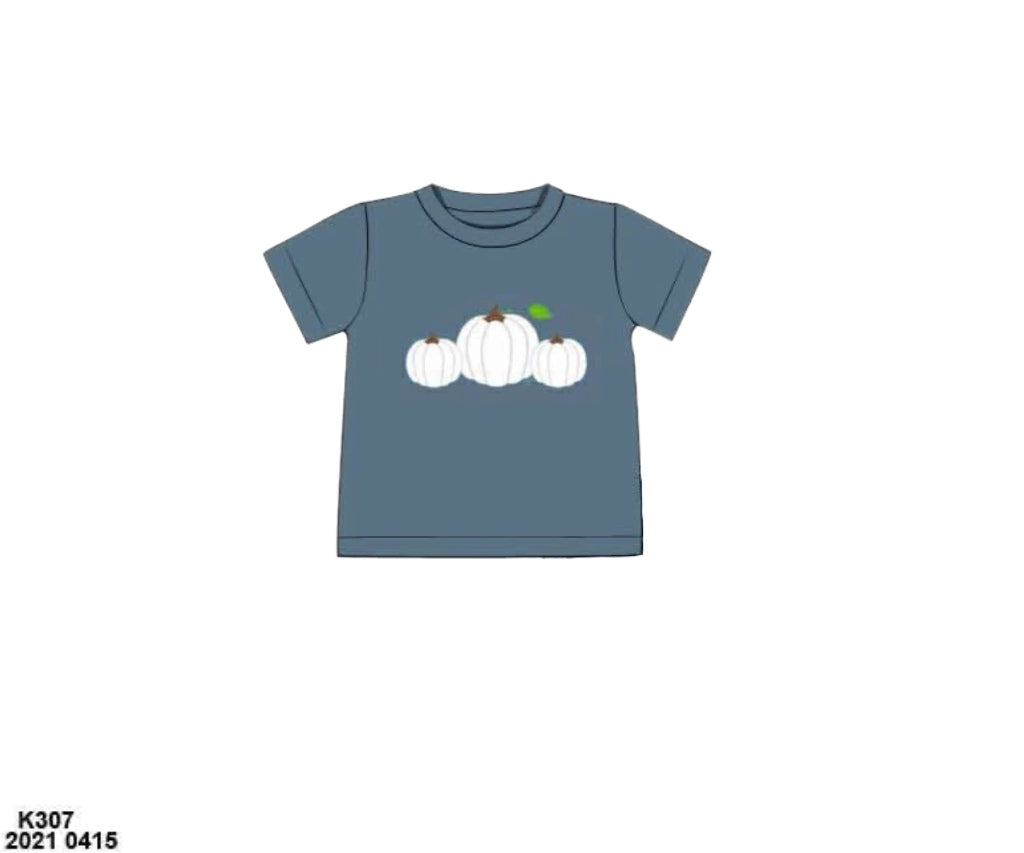 RTS: White Pumpkins- Boys Appliqué Shirt
