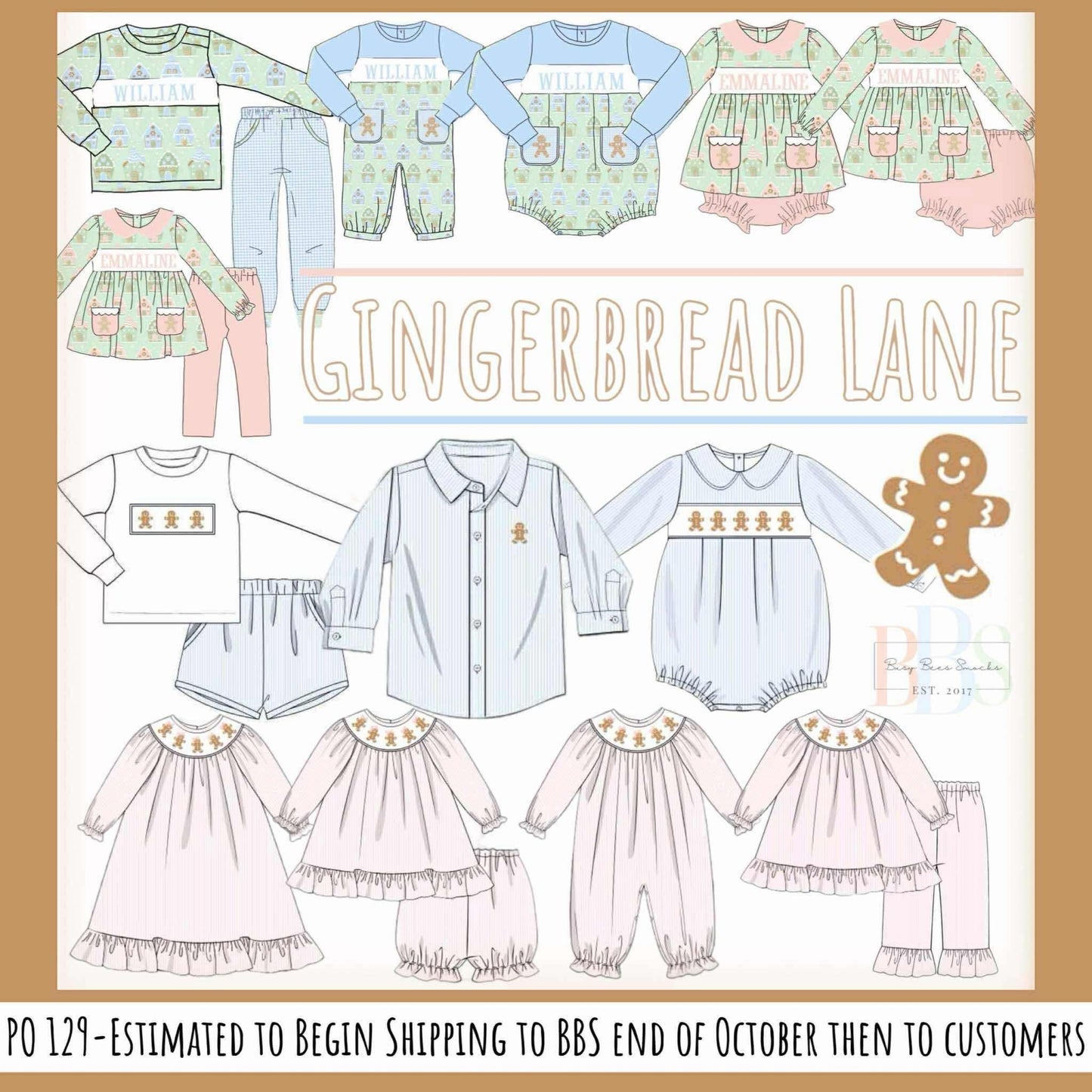 RTS: Gingerbread Lane- Boys Smocked Bubble