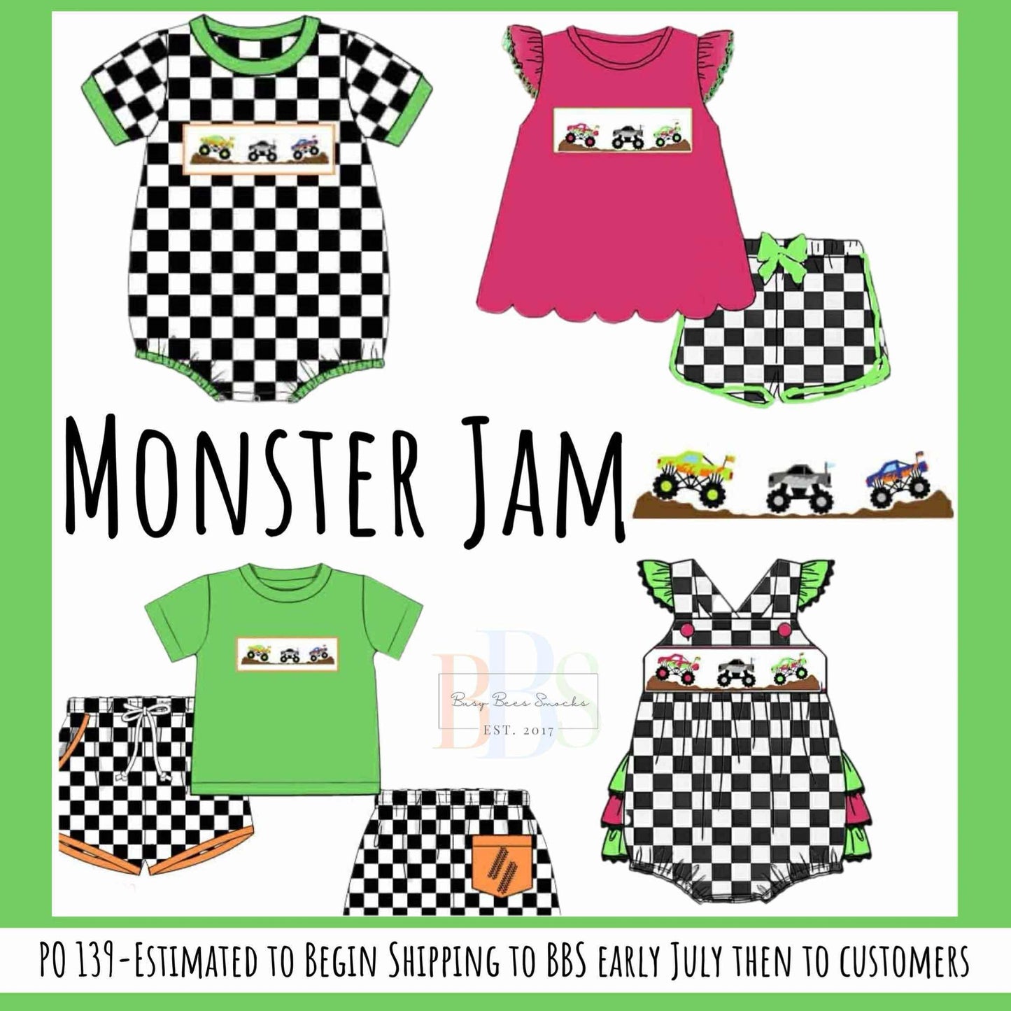 Pre Order 139: Monster Jam- Boys Knit Shortie Set