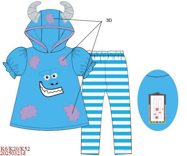 RTS: BBS Dress Up- Girls Blue Monster Legging Set