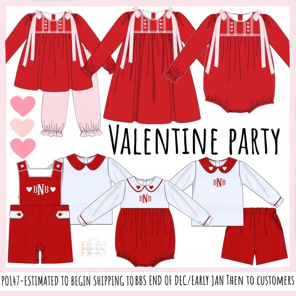 Pre Order 147: Valentine Party- Girls Woven Bubble