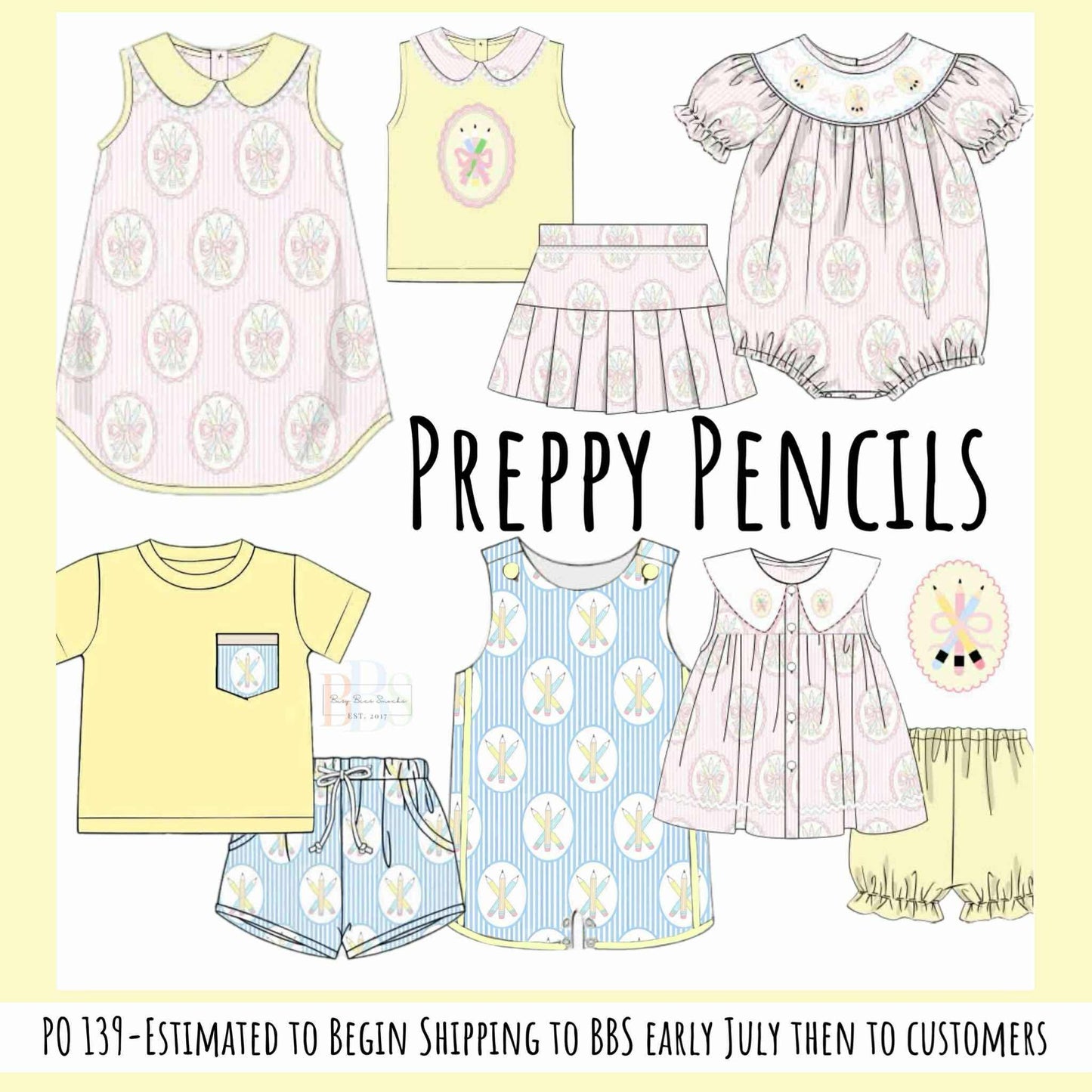 Pre Order 139: Preppy Pencils- Girls Knit Skort Set