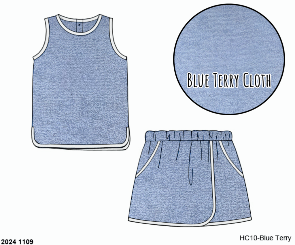 RTS: Terry Cloth Collection- Blue Skort Set