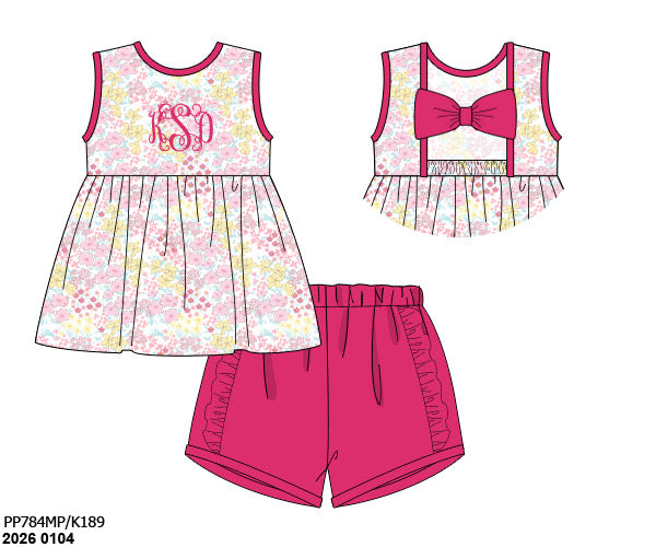Pre Order 138: Simple Knit Sets- Girls Piper Pink Shortie Set