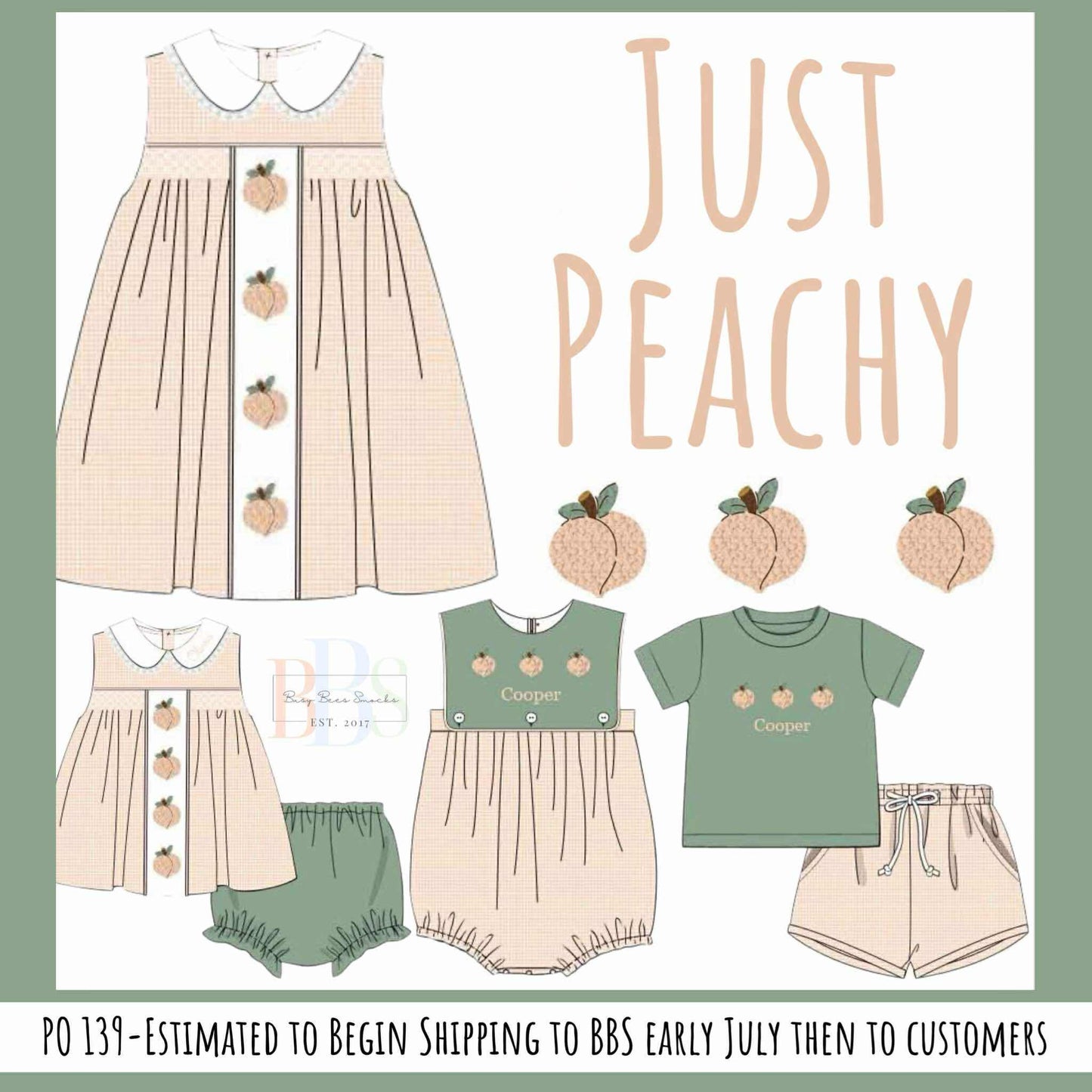 RTS: Just Peachy- Boys Woven French Knot Shortie Set