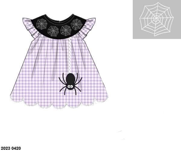RTS: Halloween Shirt Only- Girls Spider Webs