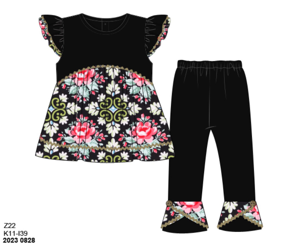 RTS: Eliza Floral- Girls Knit Legging Set
