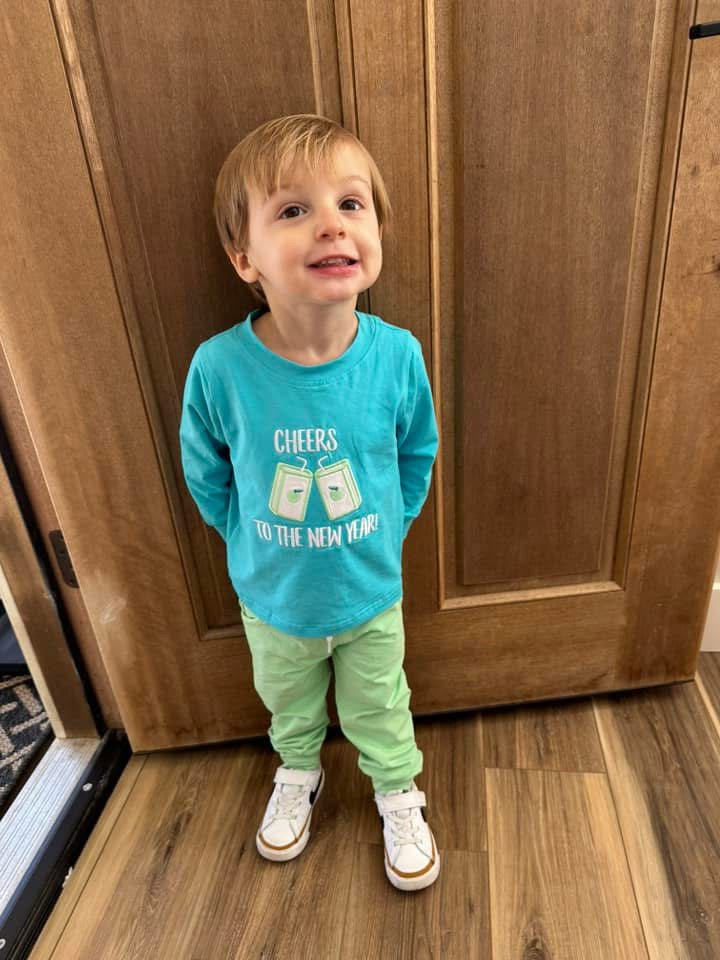 RTS: New Years!- Boys Cheers Juice Box Knit Jogger Set