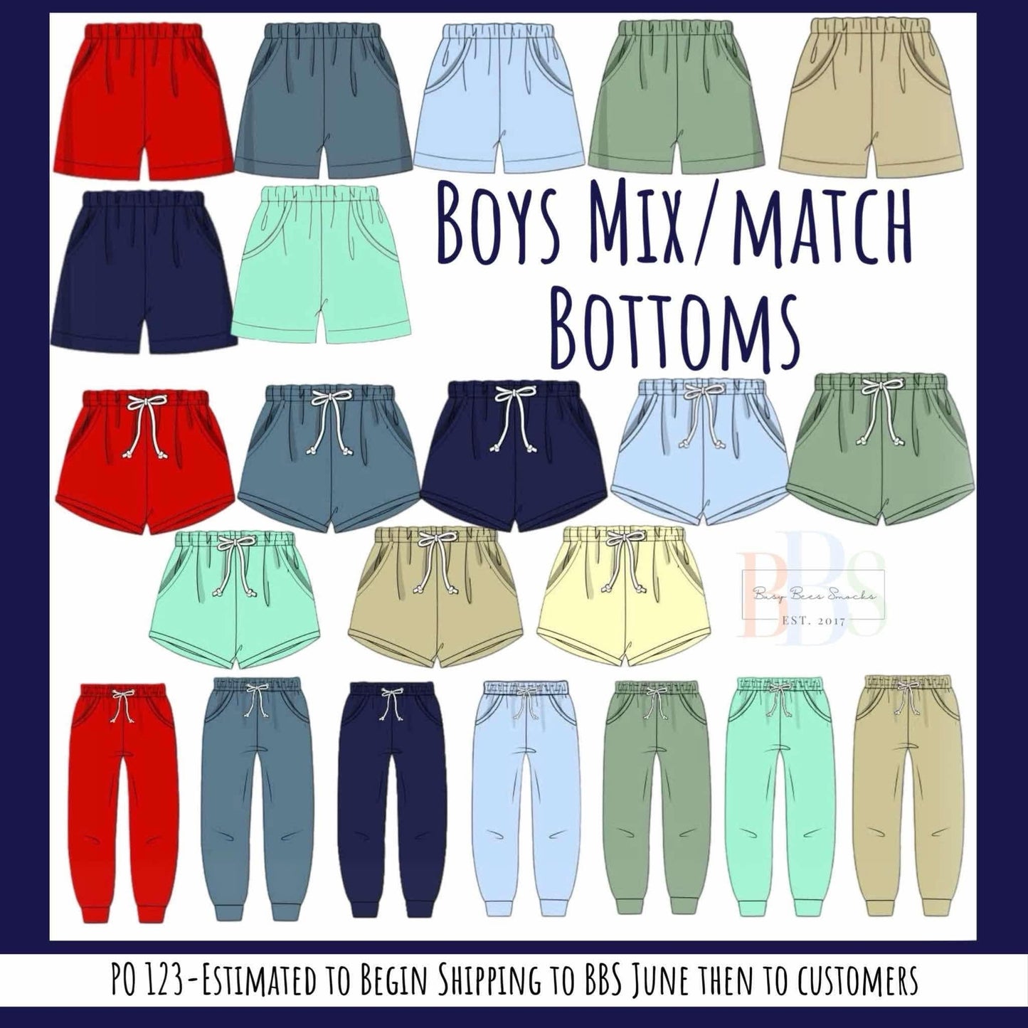 RTS: Boys Knit Bottoms- Navy Shorties