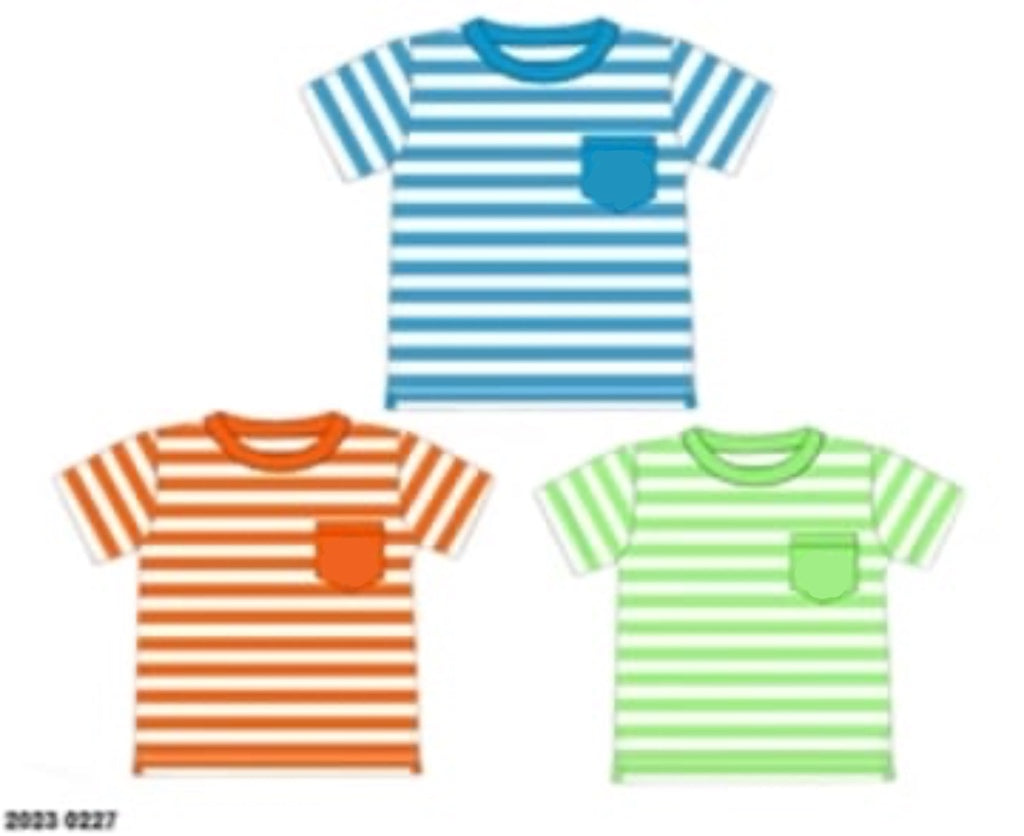 RTS: 3pc Shirt Pack- Boys Lime, Orange, & Aqua Stripe