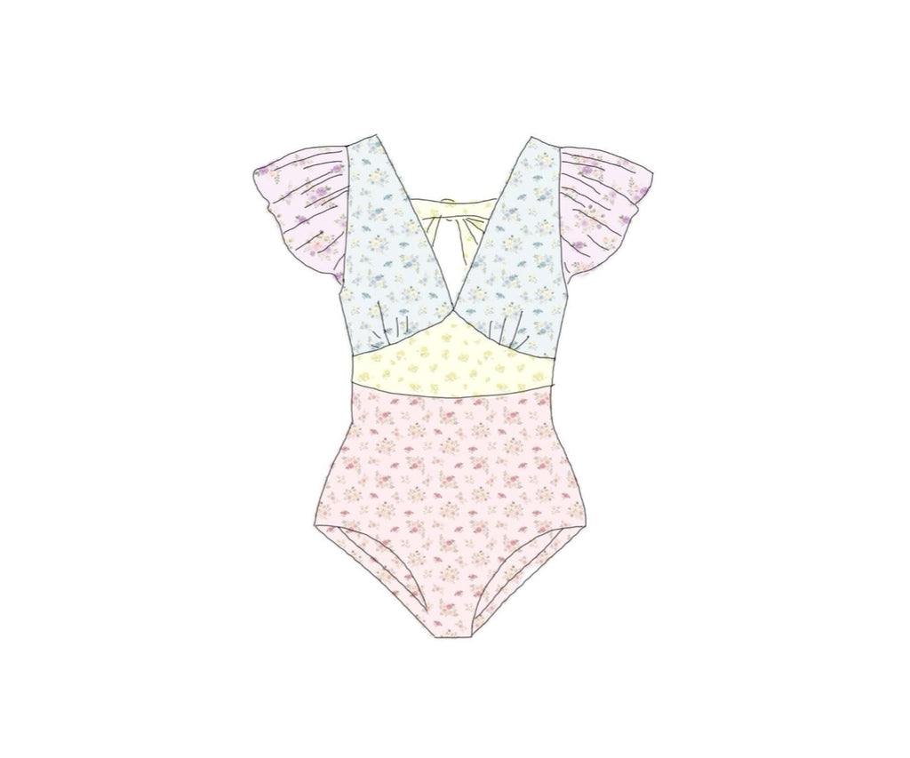 Pre Order 150: Tractors & Floral- Mom/Mini 1pc Rashguard Swim