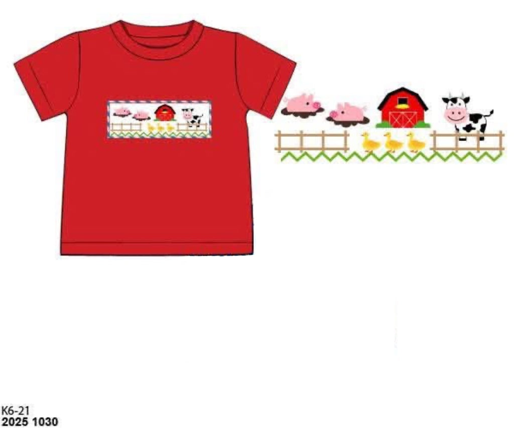 RTS: Critter Collection- Boys Smocked Farm Shirt