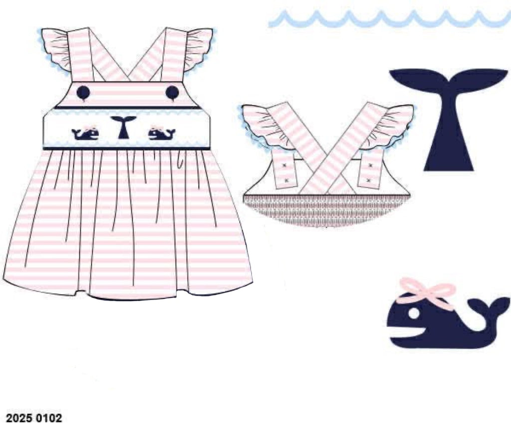 RTS: Critter Collection- Girls Smocked Whale Shirt