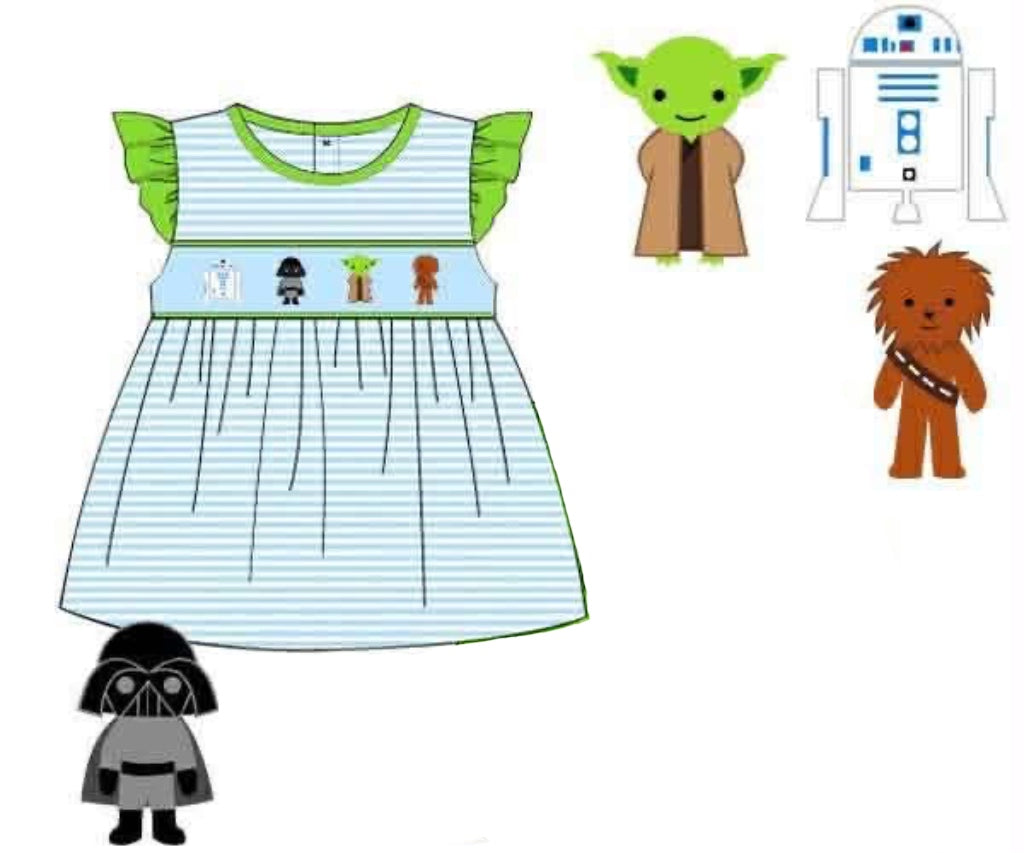 RTS: Character Collection- Girls Smocked Galaxy Friends Shirt