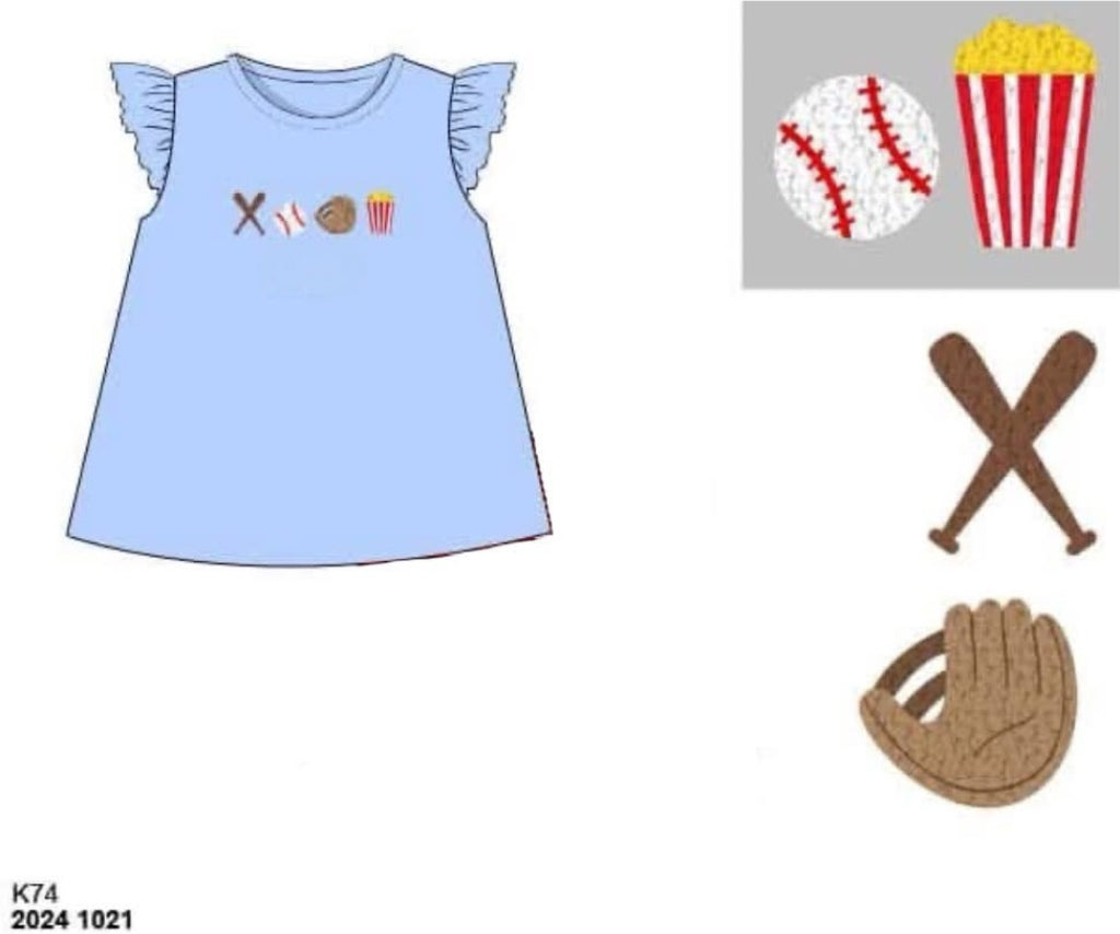 RTS: Sport Collection- Girls French Knit Baseball Shirt
