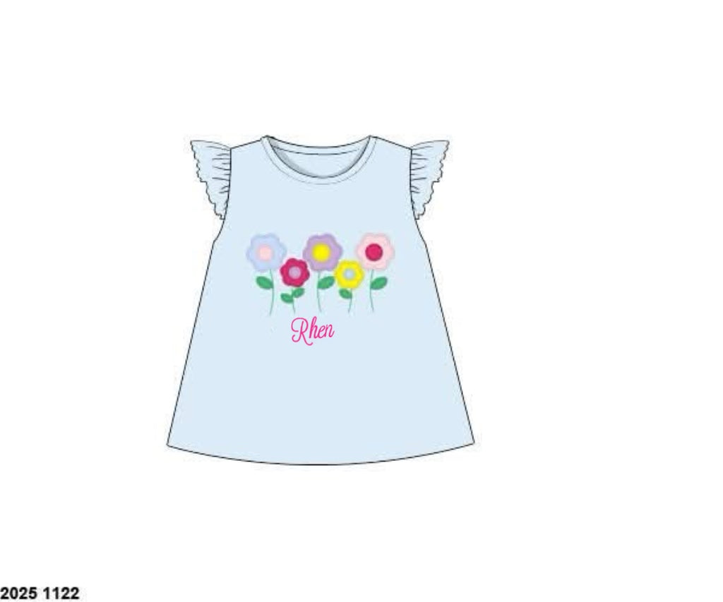 RTS: For the Girls- Garden Party Appliqué Shirt "Rhen"