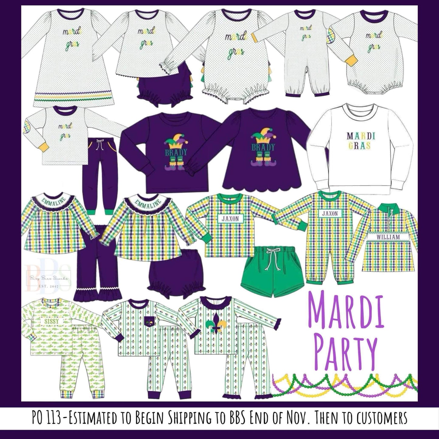 RTS: Mardi Party- Boys Knit Shirt (Without Monogram)