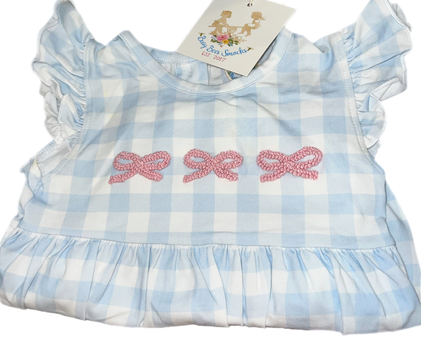 RTS: DEFECT- French Knot Blues- Girls Knit Bubble