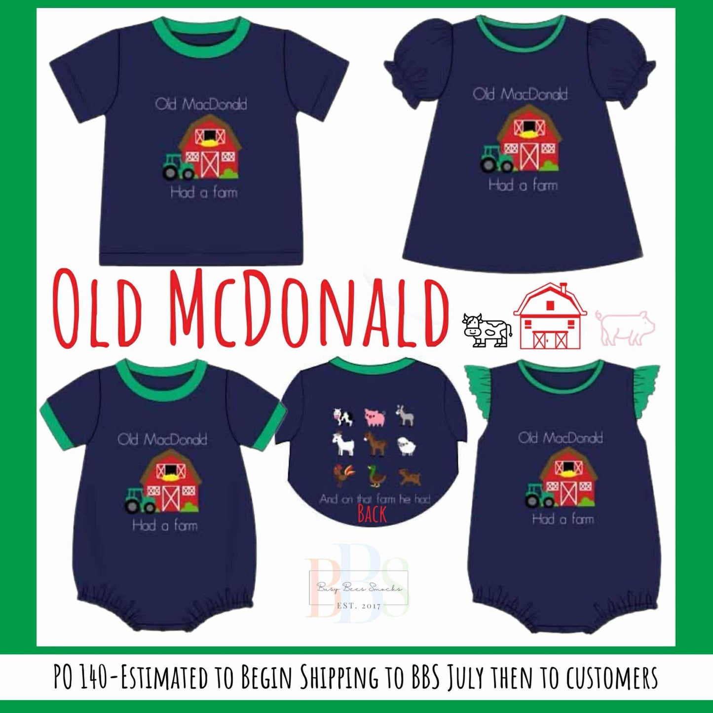 RTS: Old McDonald- Girls Appliqué Knit Shirt