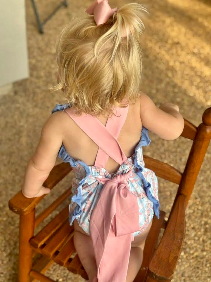 RTS: Bradford Bows- Girls Knit Sunsuit (Without Monogram)