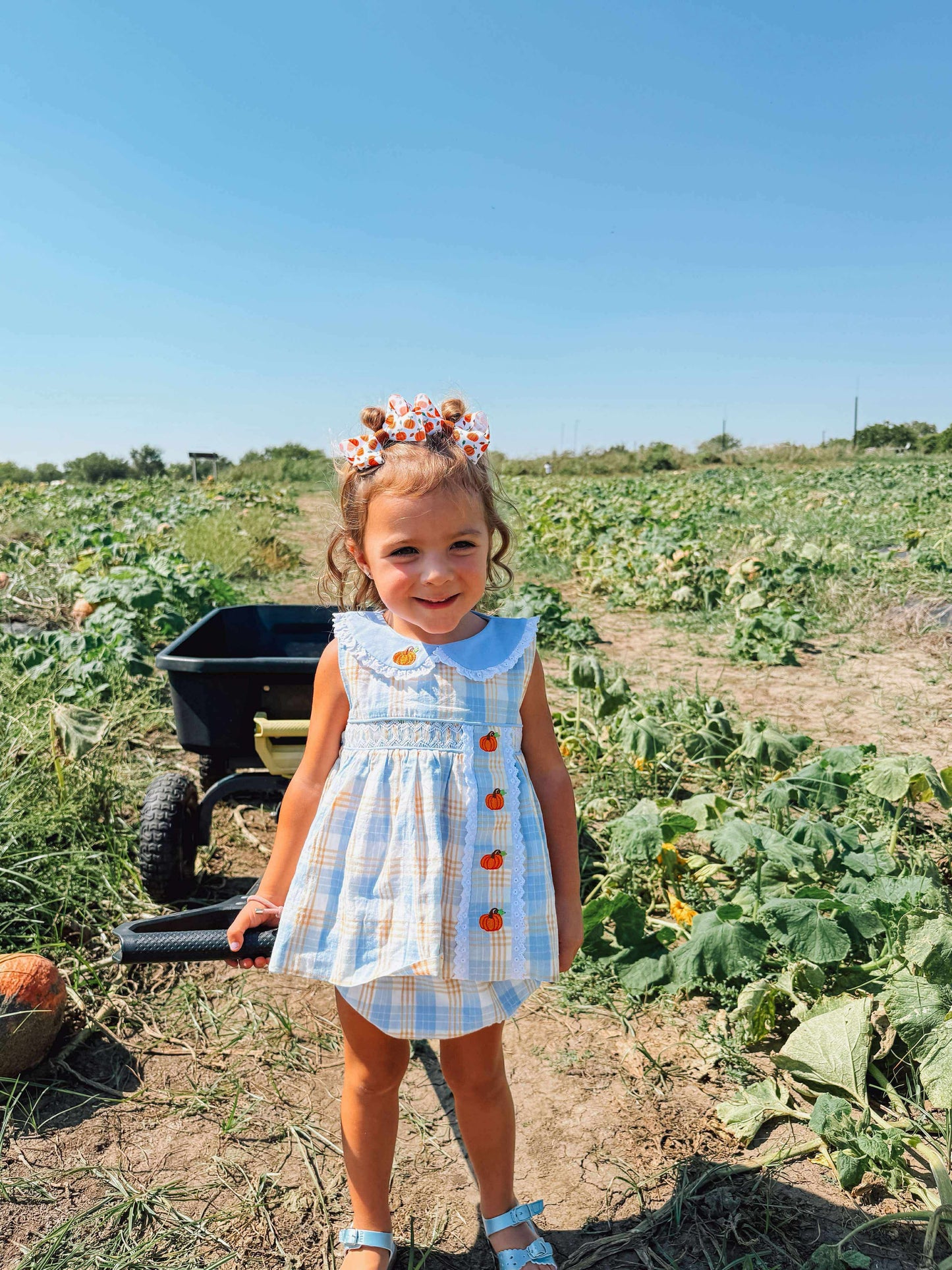 RTS: Calhoun Plaid- Girls Pumpkin Diaper Set (Without Monogram)