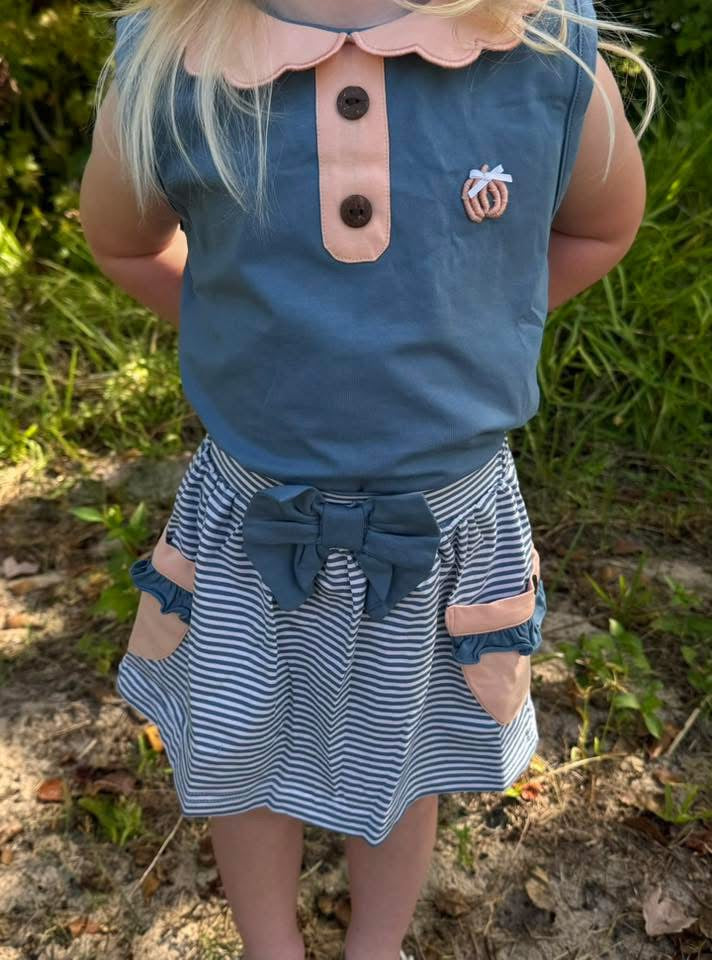 RTS: Bullion Pumpkins- Girls Knit Skort Set