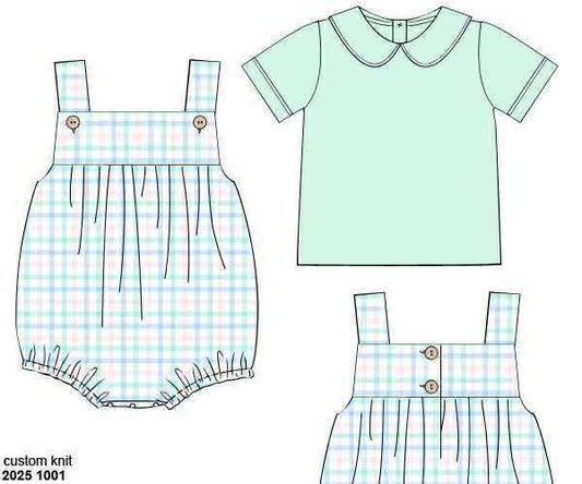 Pre Order 135: Prescott Petals & Plaid- Boys 2pc Knit Bubble