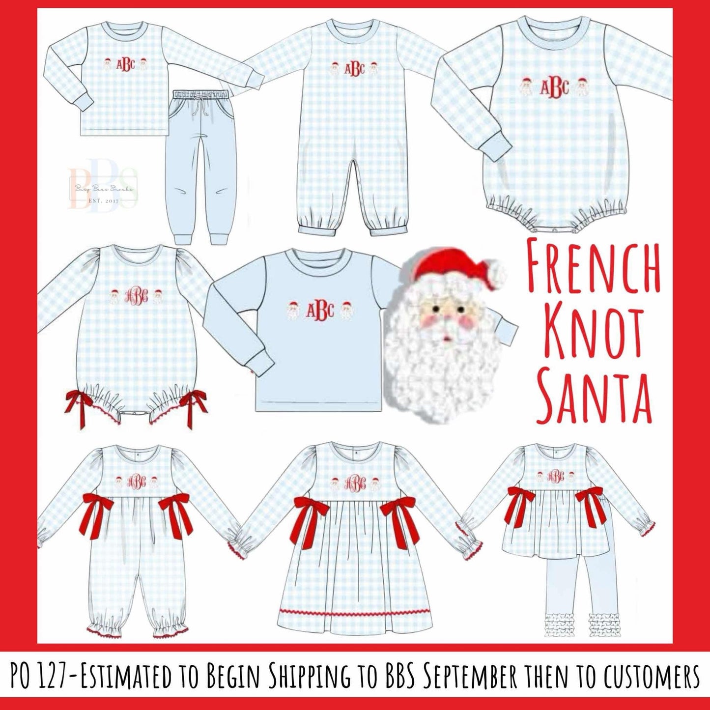 RTS: French Knot Santa- Girls Knit Dress