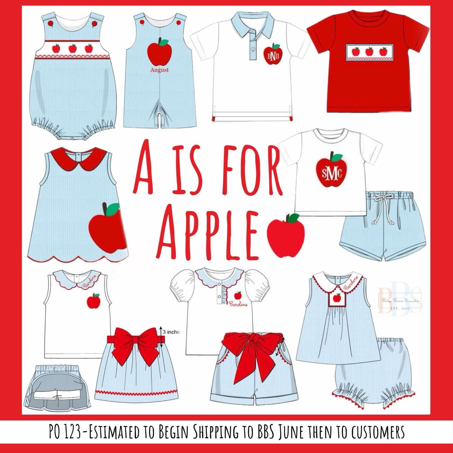 RTS: A is for Apple- Girls Seersucker Skort Set