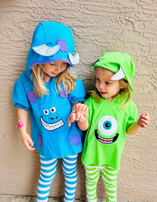 RTS: BBS Dress Up- Girls Blue Monster Legging Set