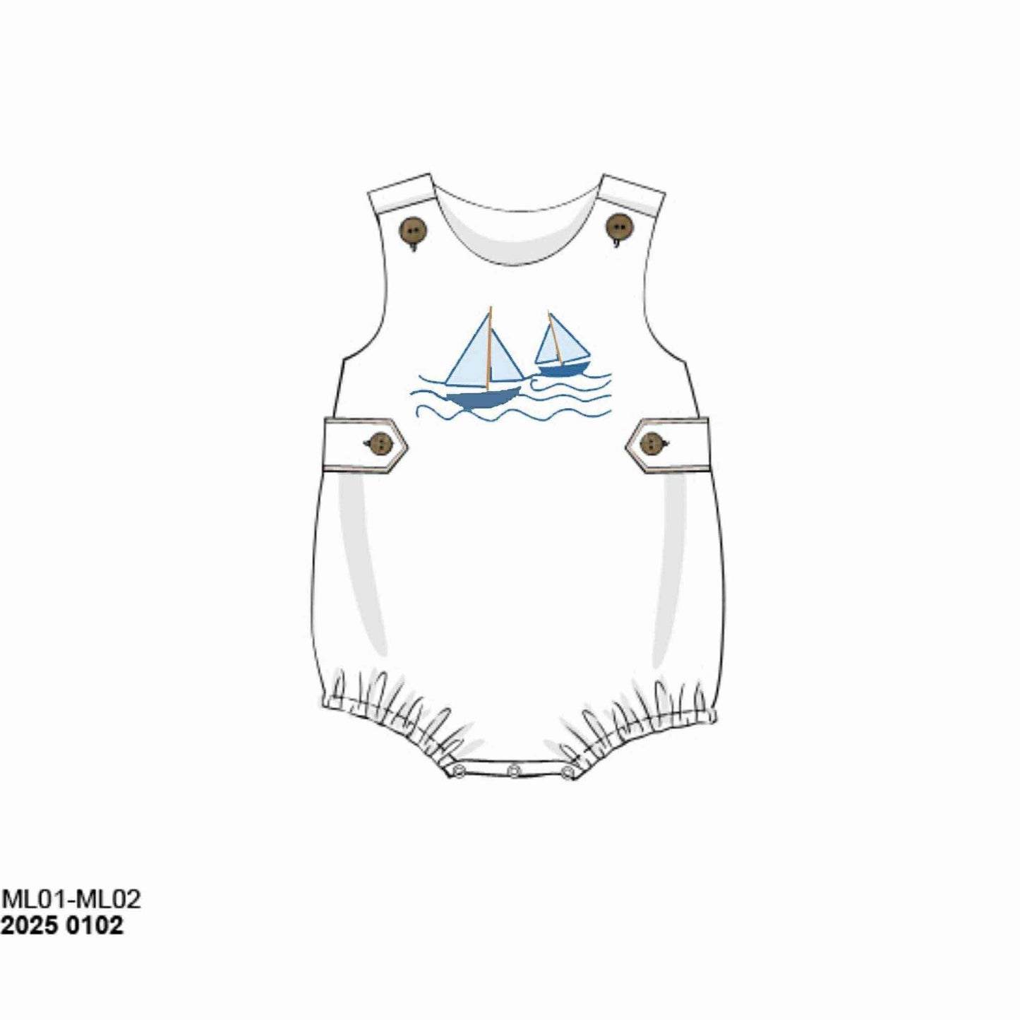 RTS: Driftwood- Boys Muslin Applique Bubble